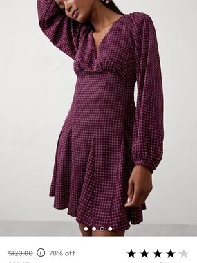 NWT Banana republic factory V-Neck Long Sleeve Mini Dress in Burgundy Geo Print